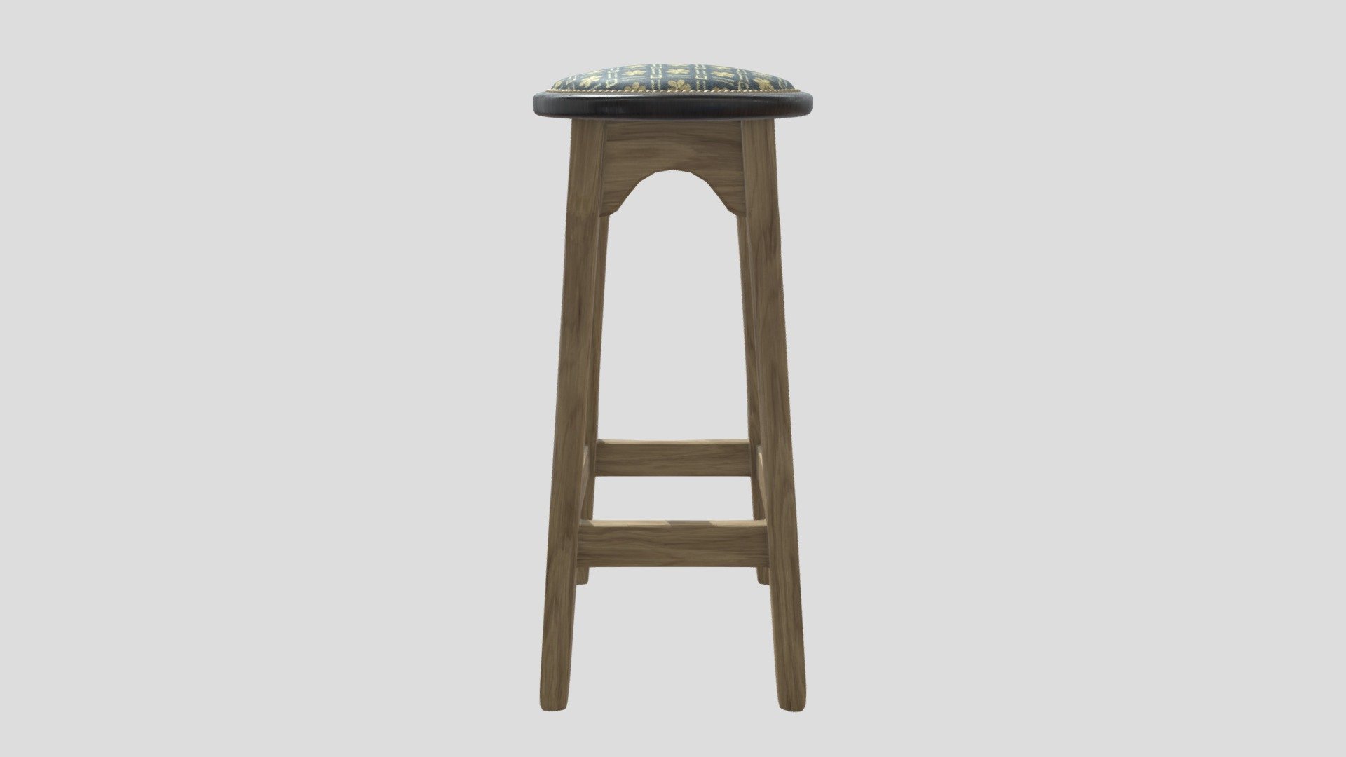 Tall Irish Pub Stool - Blue Upholstery