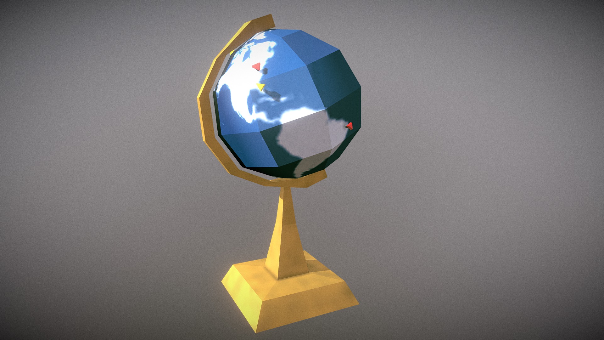 3D model Tacked Globe: Household Props Challenge Day 17 - This is a 3D model of the Tacked Globe: Household Props Challenge Day 17. The 3D model is about a yellow and blue logo.