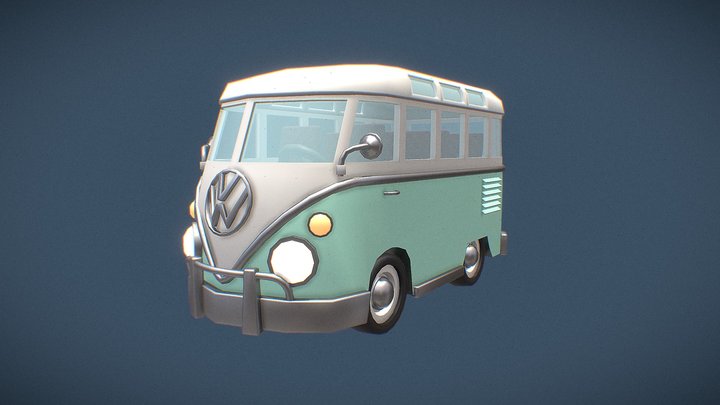 Stylized Volkswagen Samba Bus 3D Model