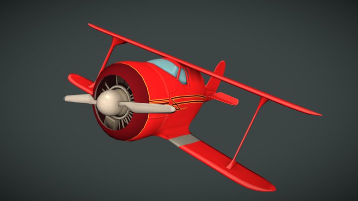 Beechcraft Model C17 Staggerwing - Game Art 1 3D Model