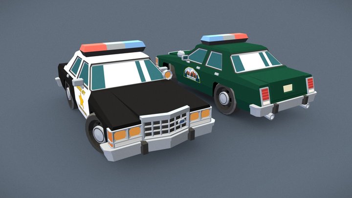 Cartoon Police Car from 80s 3D Model
