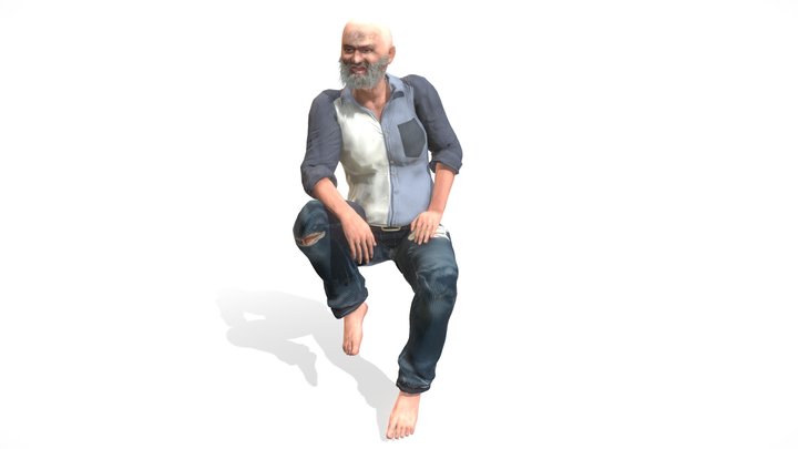 Homeless Sitting pose  ( Rigged & Blendshapes ) 3D Model