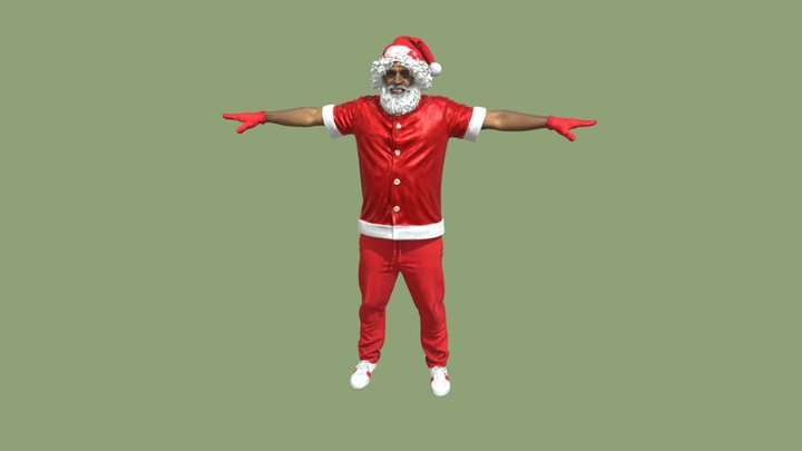 Afro Santa's T-Pose Celebration 3D Model