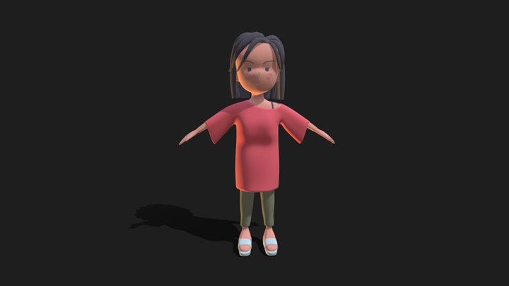 Stylized Female Character Model 3D Model