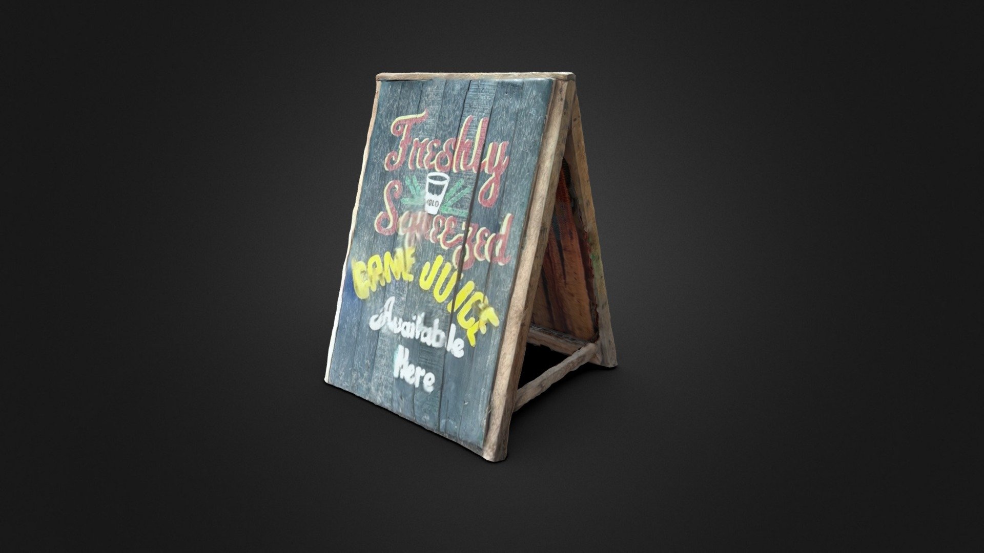 Wooden Signage Sugar Cane Juice Store - 3D scan