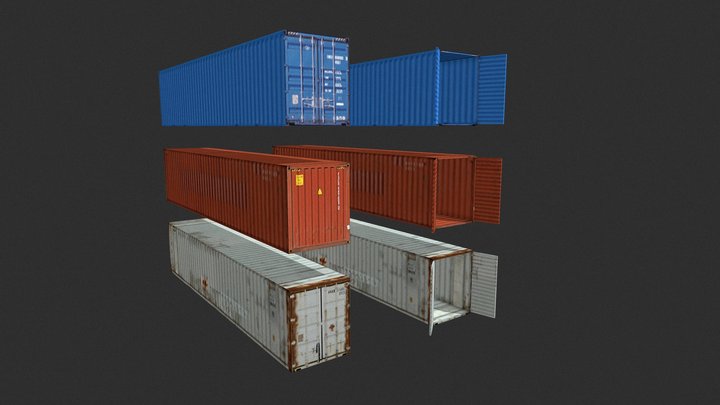 PS1 Style Shipping Containers - Asset Pack 3D Model
