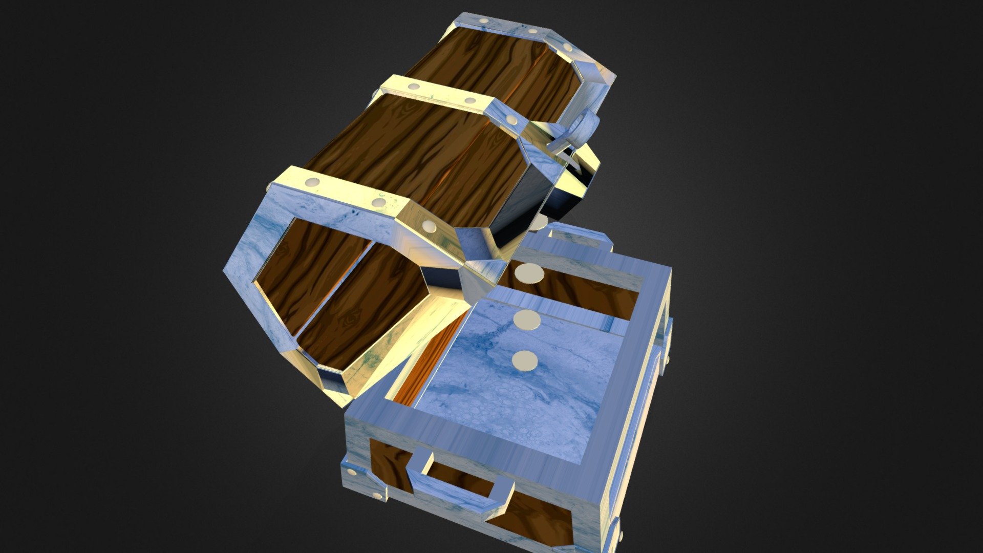 Wooden Chest Low-poly 3D model