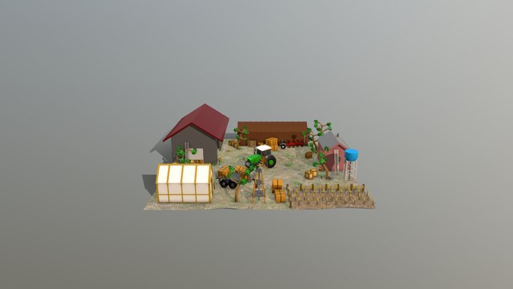 Detailed Farm Scene Free low-poly 3D model