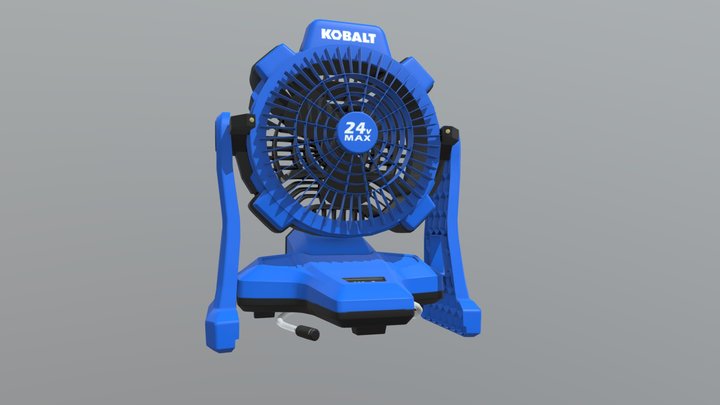 Kobalt Bucket-Mounted Mister Fan (animated) 3D Model