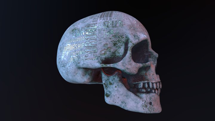 Scull with "Corona"-Word Cloud 3D Model