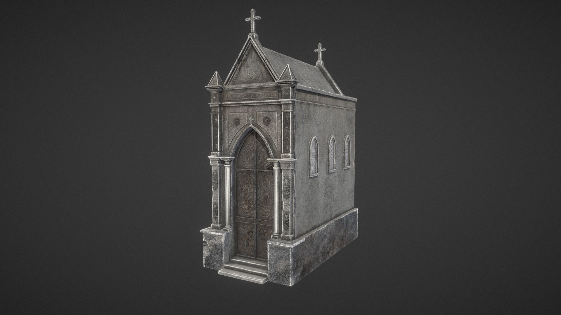 3D model Old Mausoleum - This is a 3D model of the Old Mausoleum. The 3D model is about a small church with a cross on top.