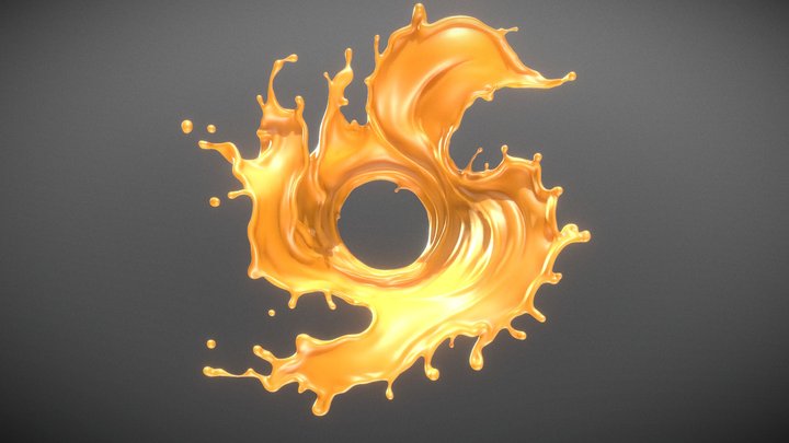 Liquid Splash in vortex shape. 3D Model
