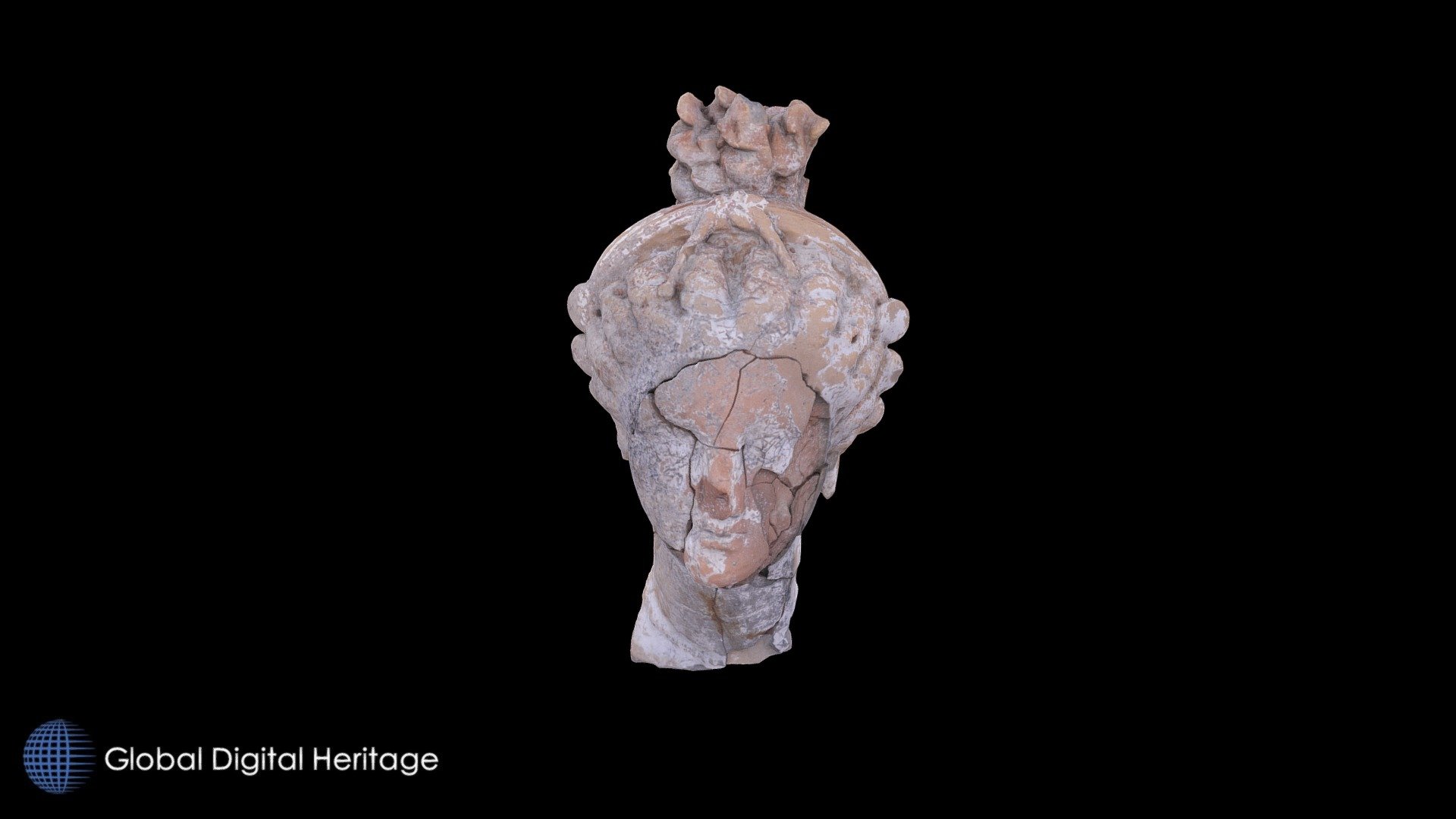Female terracotta head. Camarina, Sicily — Sketchfab embed 3D viewer