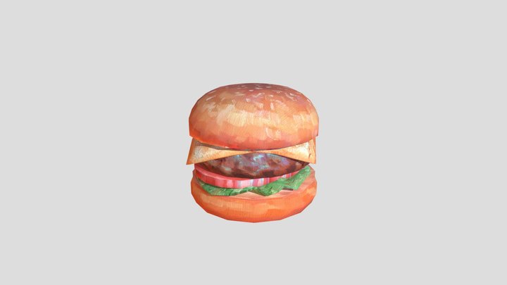 Hand painted burger 3D Model