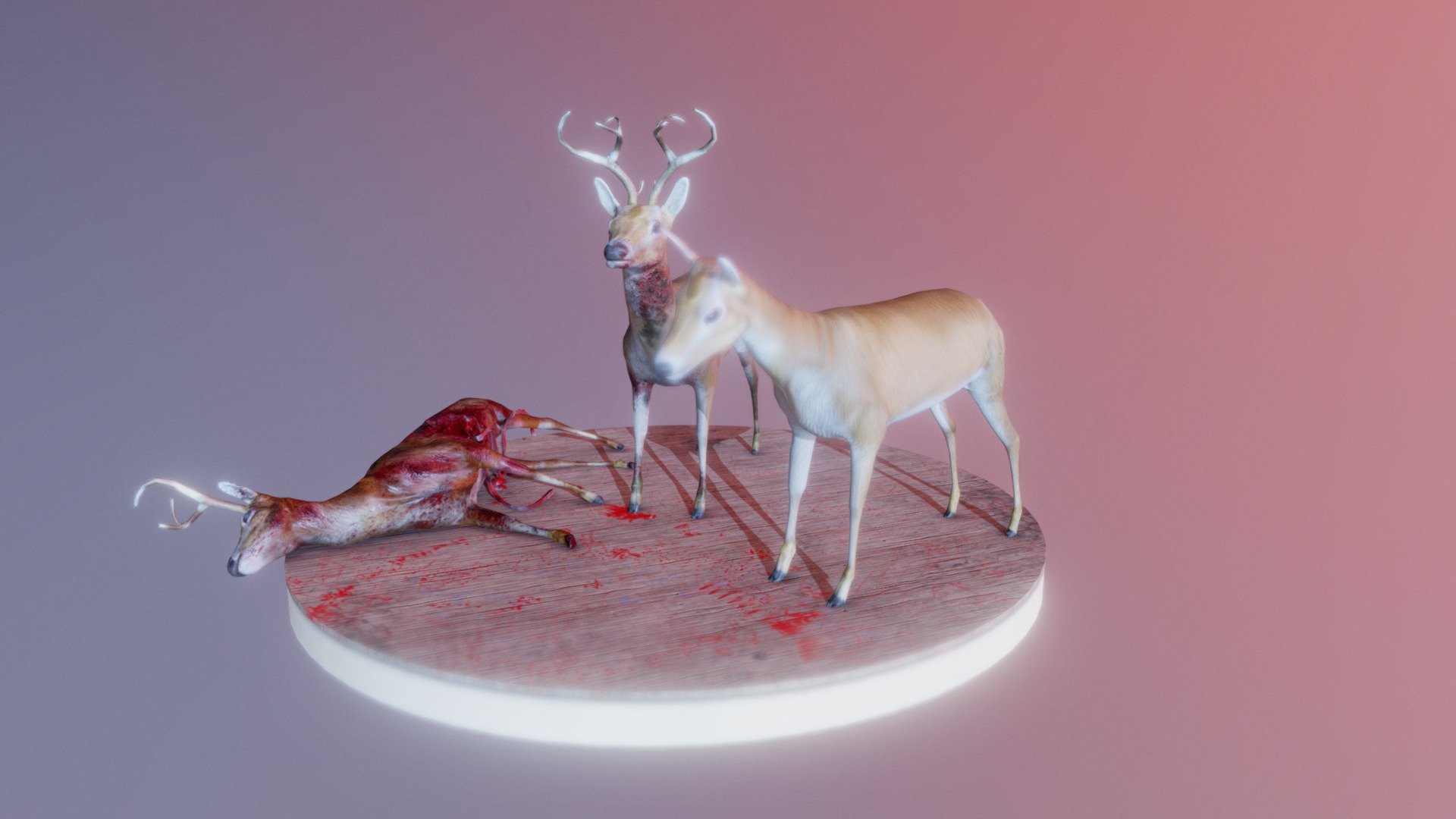 Hand Painted Plague Deers