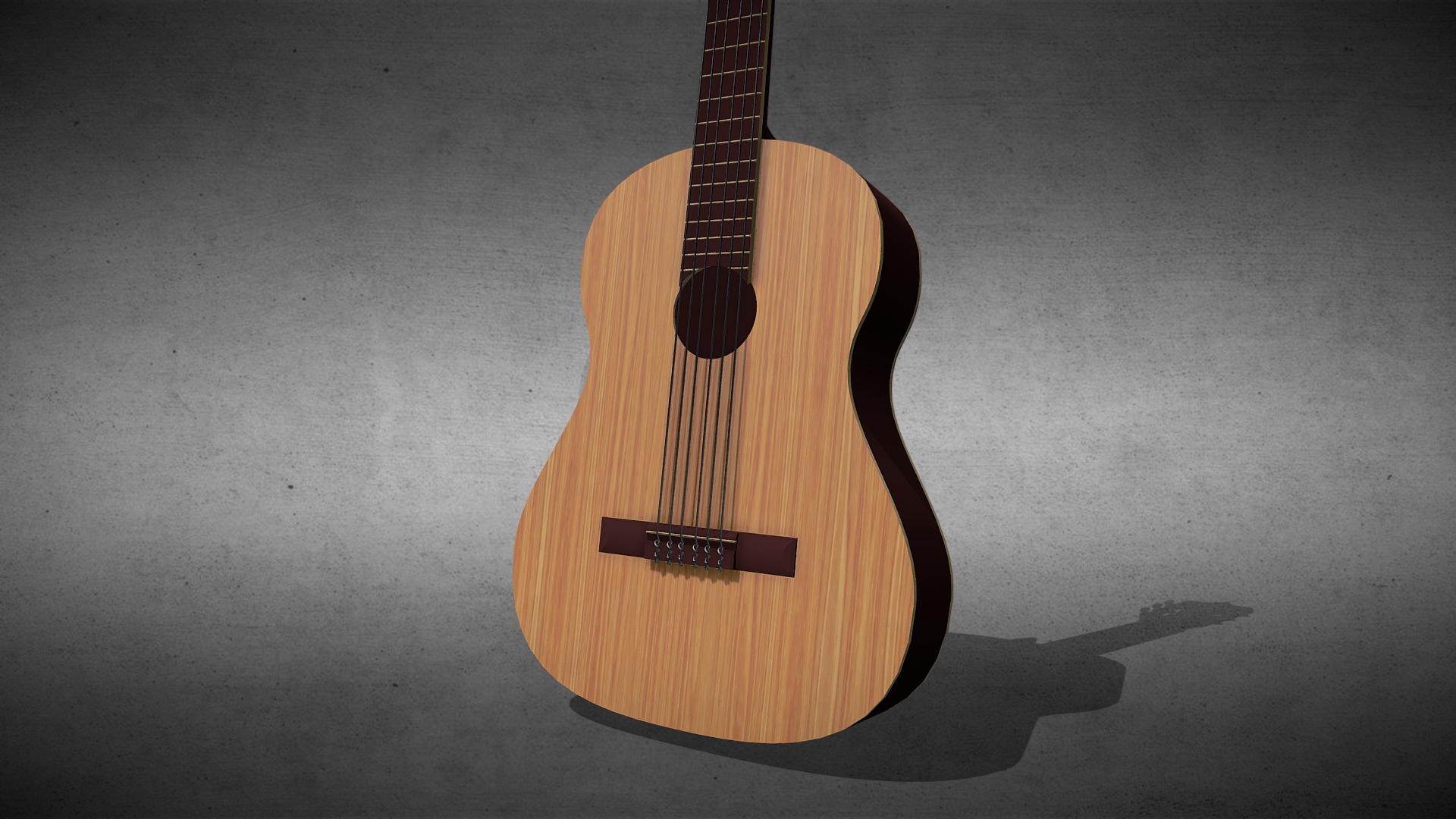 3D model Classic Guitar - This is a 3D model of the Classic Guitar. The 3D model is about a brown acoustic guitar.