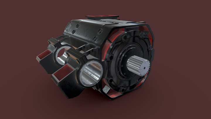 Traction Motor Low Poly 3D Model