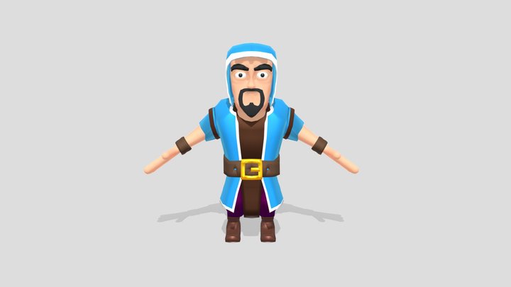 Clash of clans-Wizard (COC) Game ready (Rigged) 3D Model