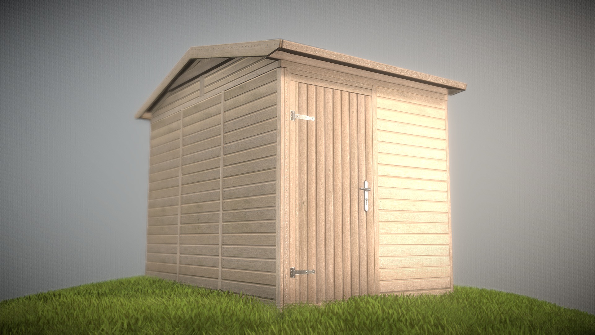 3D model Garden Shed (Low-Poly Version) - This is a 3D model of the Garden Shed (Low-Poly Version). The 3D model is about a couple of doors on a wall.
