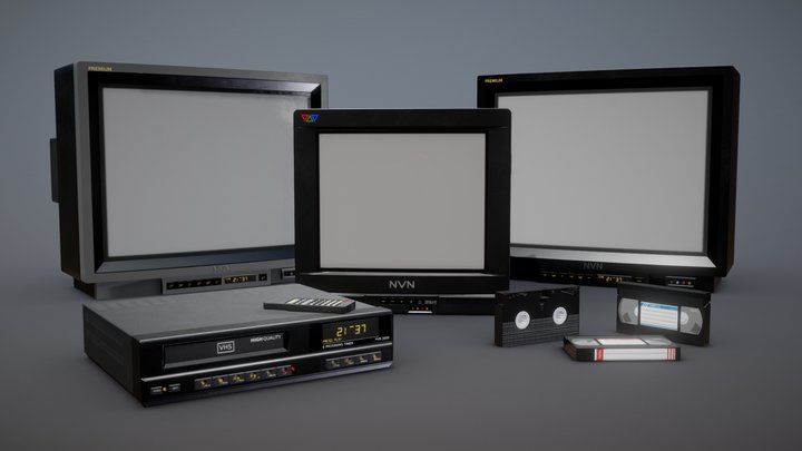90s TVs and VHS Collection 3D Model