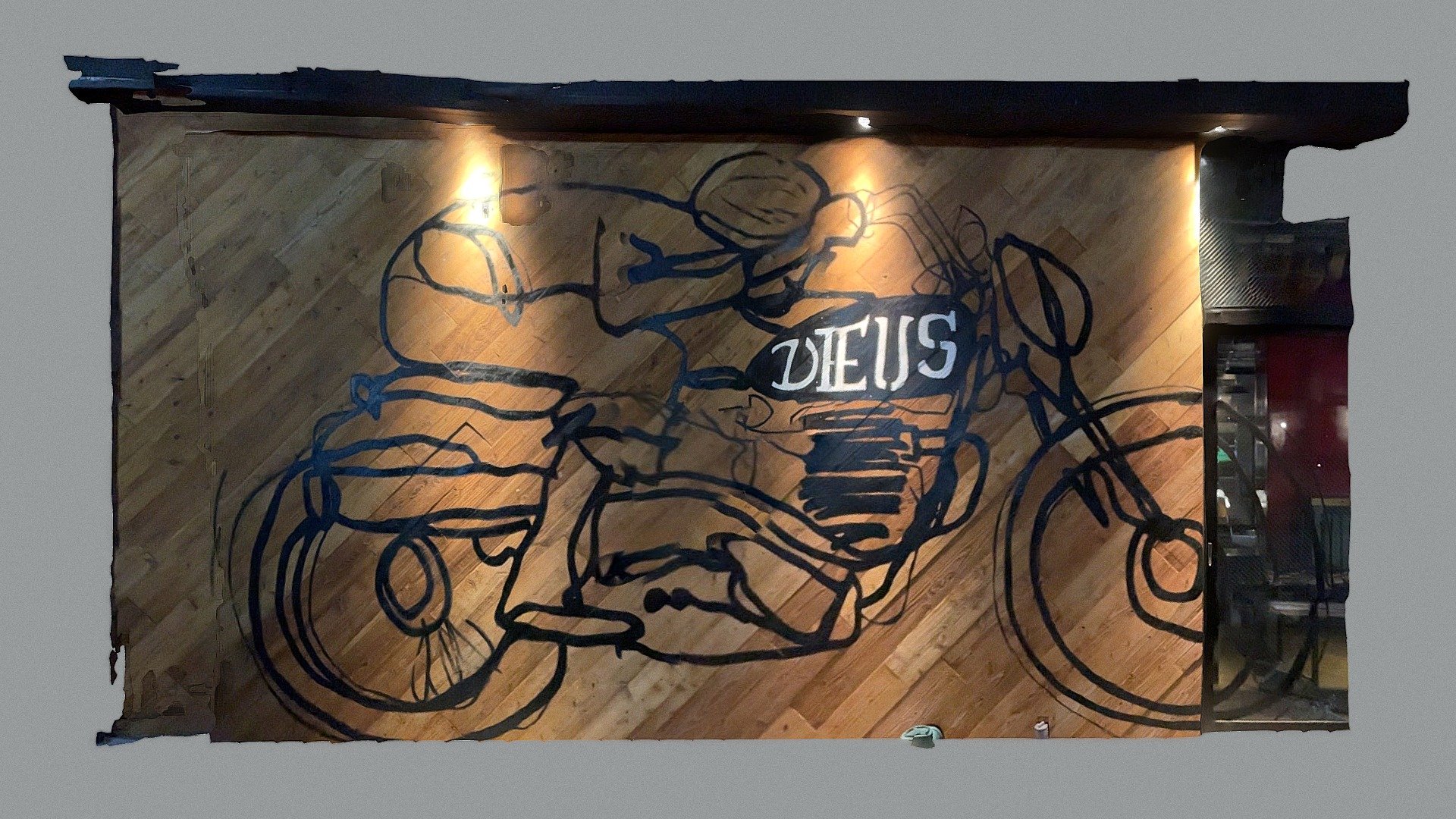 A graffiti-like sign on the wall：壁の落書きのような看板