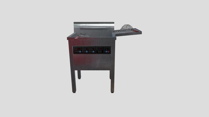 Low poly - Deep Fryer, Basket, Skimmer Set