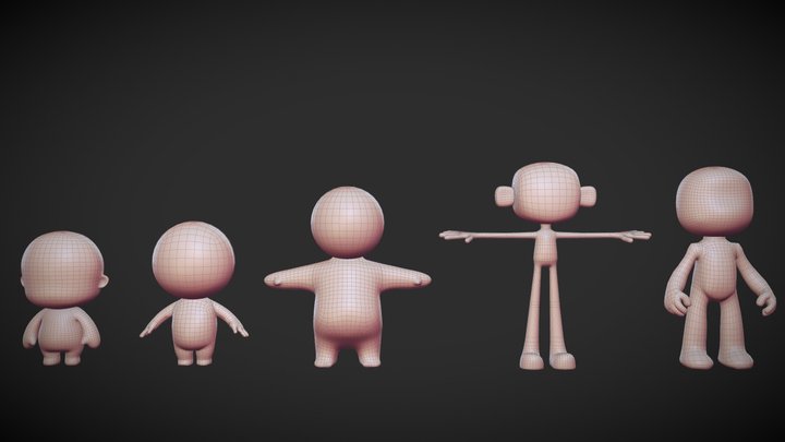 Cute Character Base Mesh Pack 3D Model
