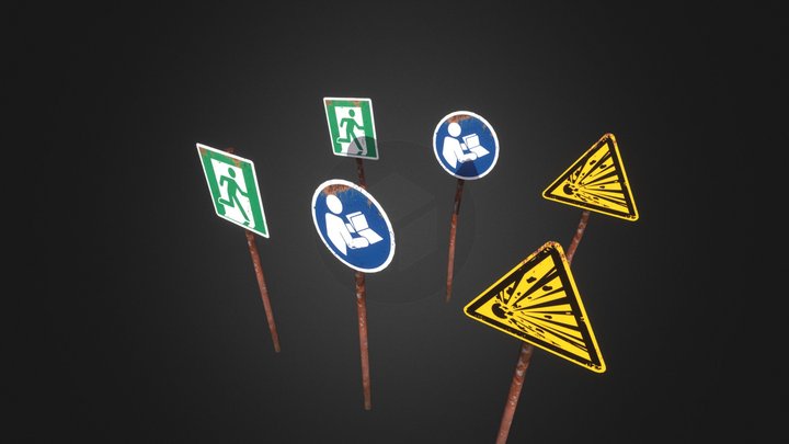 Hazard & Safety 116 signs collection (ISO 7010) 3D Model