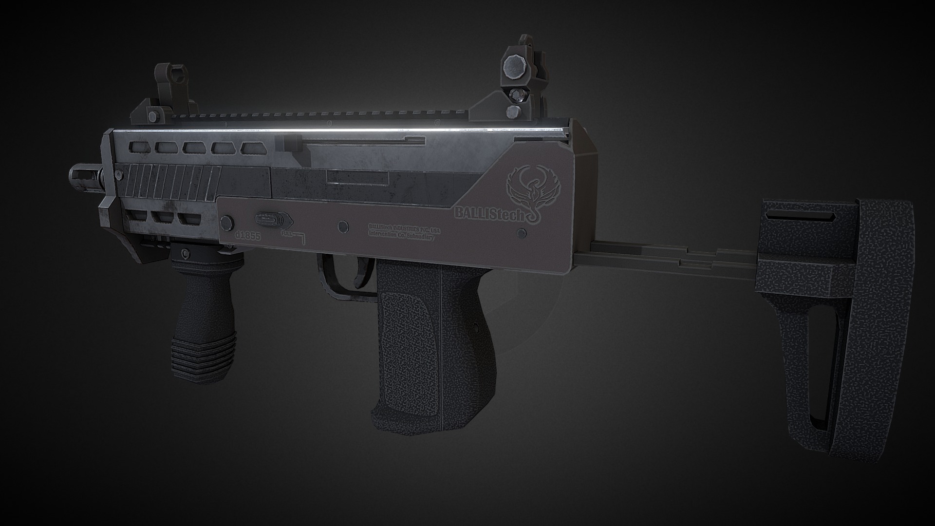 3D model Mac 10 - This is a 3D model of the Mac 10. The 3D model is about a machine on the white cover.