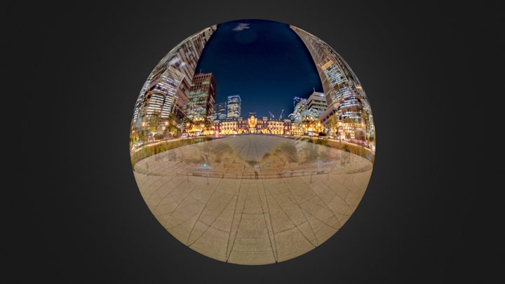 Night view of Tokyo Station 3D Model
