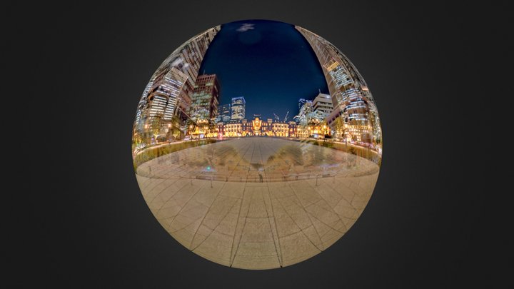 Night view of Tokyo Station 3D Model