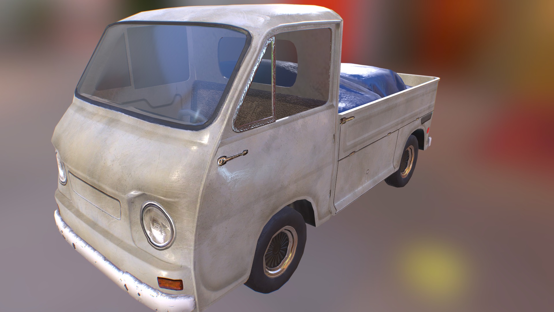 3D model Subaru Sambar lowpoly model - This is a 3D model of the Subaru Sambar lowpoly model. The 3D model is about a small white car.