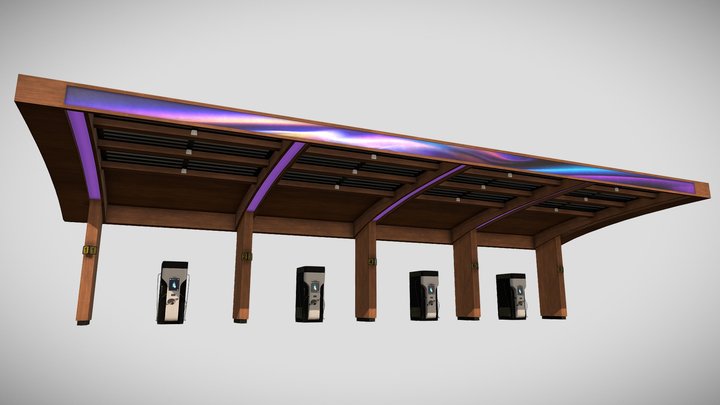EV Charging Station Game Ready 3D Model