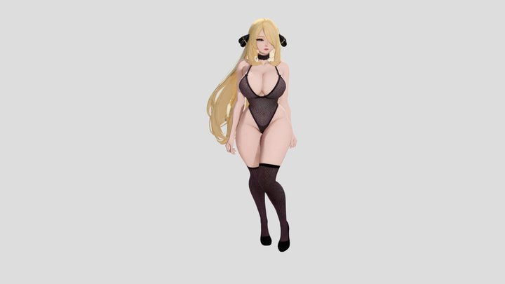 Fishnet bikini cynthia pokemon 3D Model