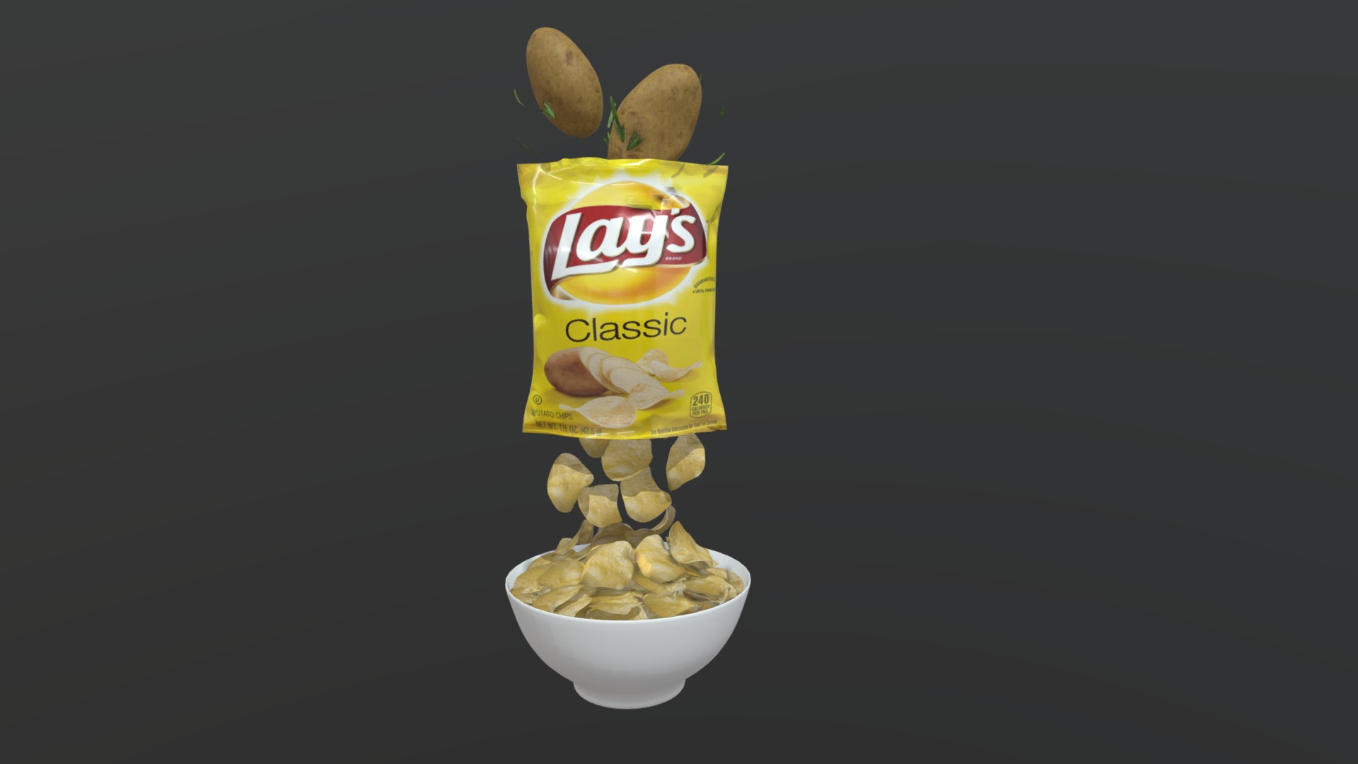 3D model Lays Chips Pack - This is a 3D model of the Lays Chips Pack. The 3D model is about calendar.