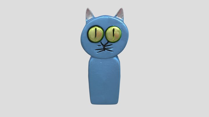 Blue Cat Sculpture 3D Model