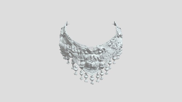 Ornate gold necklace with gems 3D Model