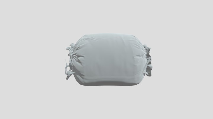 White bolster pillow with drawstring closure 3D Model