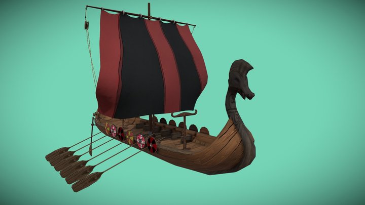Viking Drakkar Ship 3D Model