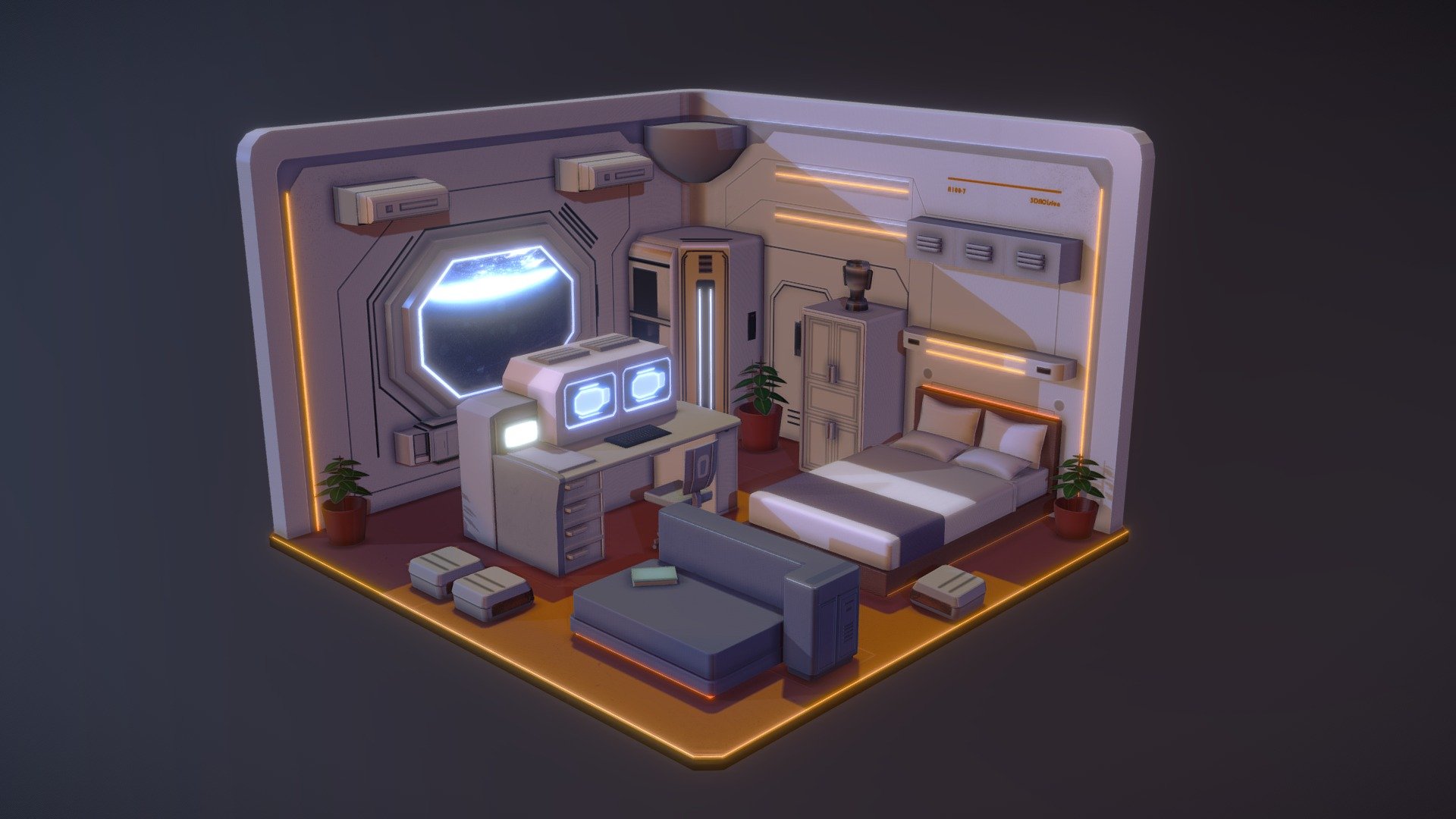 Sci-fi Bedroom - 3D model by Jayson (@jaysnjjj) [1bc79f9] - Sketchfab