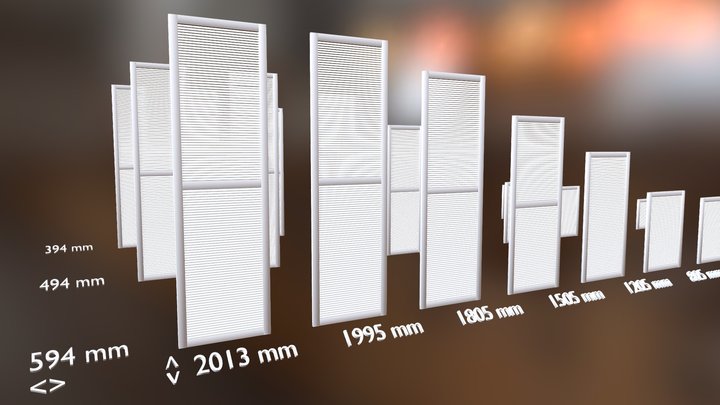 Jalousie Doors - Various Sizes 3D Model
