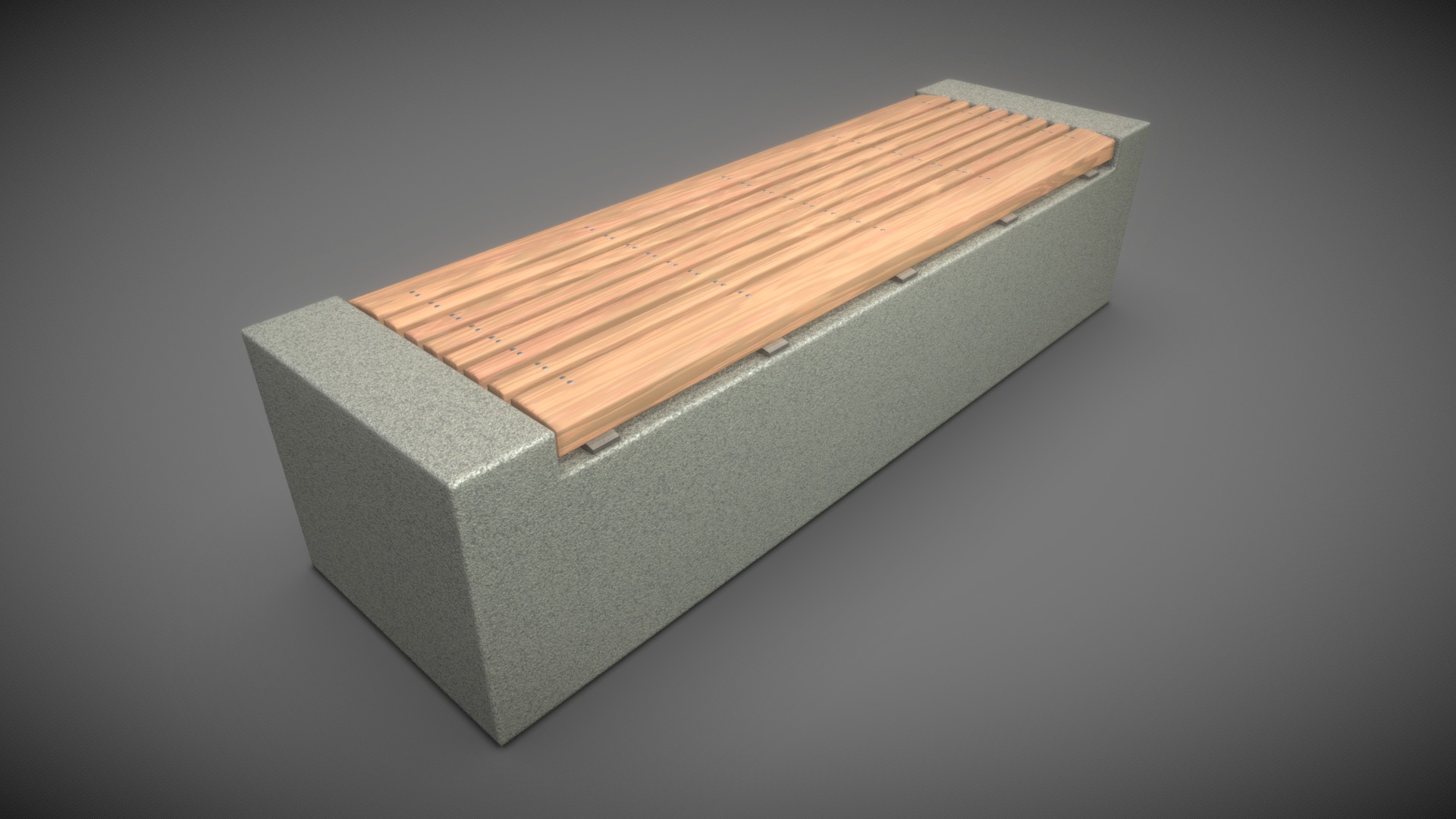 3D model Bench [6] Wood on Concrete Block - This is a 3D model of the Bench [6] Wood on Concrete Block. The 3D model is about a white box with a wooden lid.