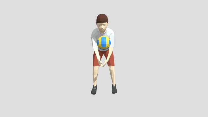 Low Poly Kid Playing Volley