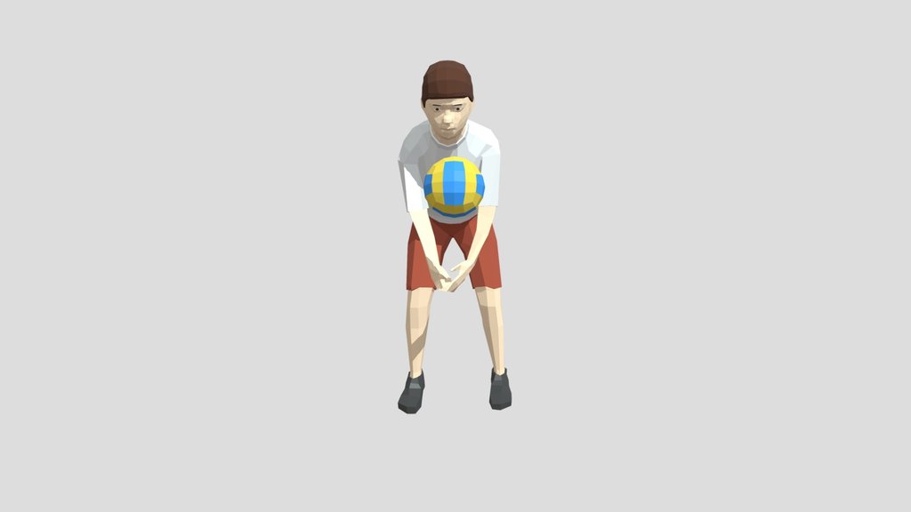 Low Poly Kid Playing Volley