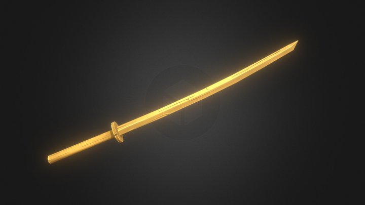 Stylized Wooden Katana 3D Model