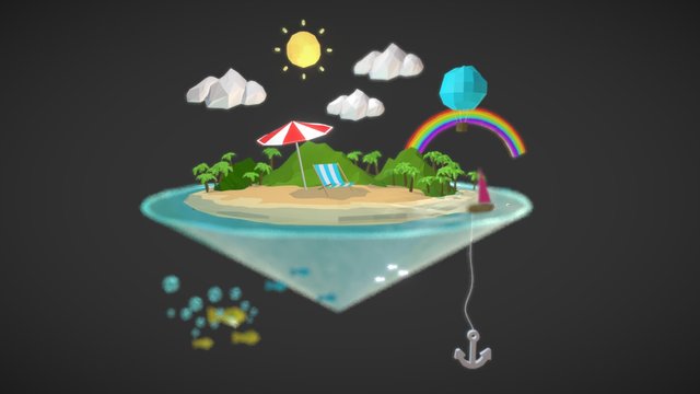 Summer Low-Poly 3D Model