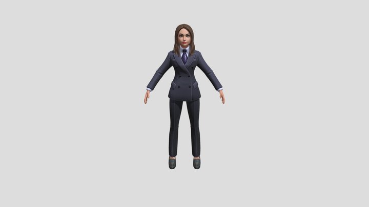 black uniform woman employee 3D Model