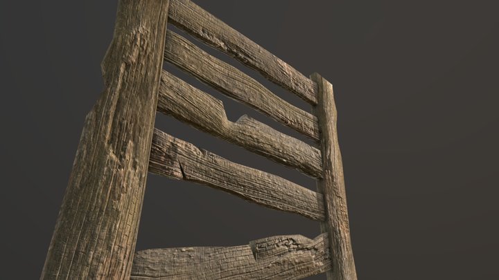 Rotten old wooden plank structure 3D Model