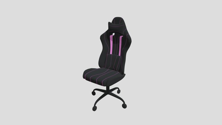 Gamer Chair, Black with Pink Accents 3D Model