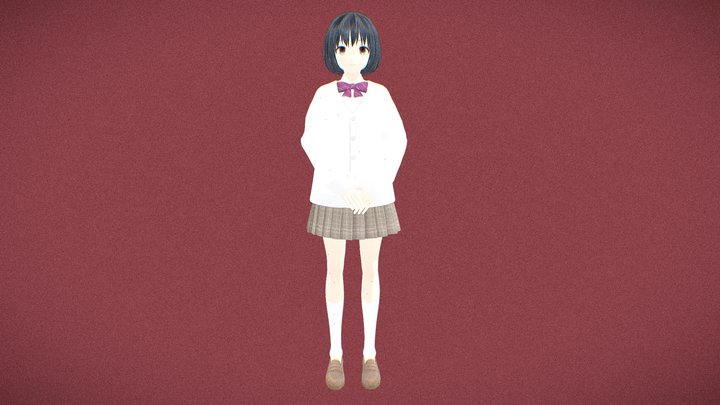Kazuko in School Dress - Rigged Anime Girl 3D Model